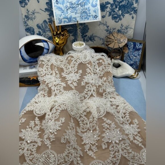 🆕 BRONX & BANCO 🧿 NWOT Maraya Blanc Lace Mini Dress, Sz S US 4 - Picture 13 of 16
